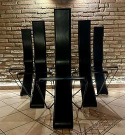6 sedie design Pietro Arosio mod Impronta in pelle