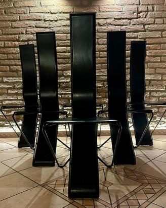 6 sedie design Pietro Arosio mod Impronta in pelle