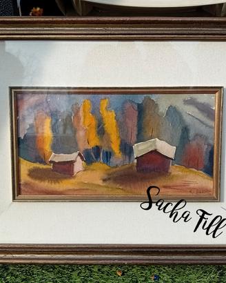 Acquerello baite tirolesi, Karl Gasser originale
