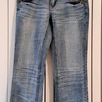 Jeans donna blu, vita bassa, gamba dritta, tg 38