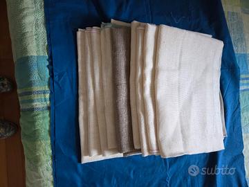 9 pezze tessuto puro lino grezzo vintage