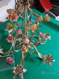 lampadario antico in ferro battuto