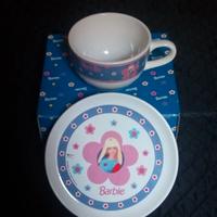 1999 Barbie Piatto e Tazza Originale Ceramica Vint