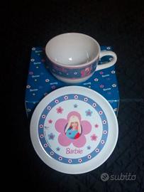 1999 Barbie Piatto e Tazza Originale Ceramica Vint