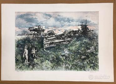 Litografia Renzo Vespignani “sfascio al gazometro”