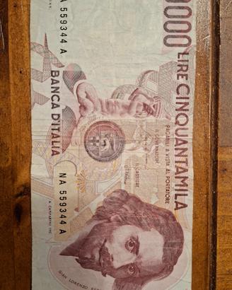 50000 Lire Bernini I Tipo Errore Di Stampa Taglio 