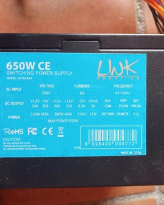 ALIMENTATORE PC LINK CREATIVE ATX 650W