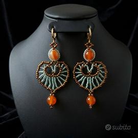 Orecchini artigianali boho chic vintage agata