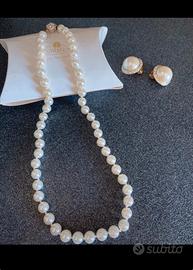 Collana orecchini replica perle alta bigiotteria