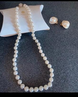 Collana orecchini replica perle alta bigiotteria
