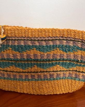 Pochette in paglia multicolore