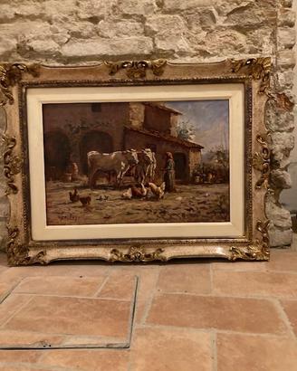 Dipinto "Casolare con donna" Giuseppe Galluzzi