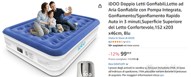 Letto ad aria Pompa integrata 152x203 NUOVO