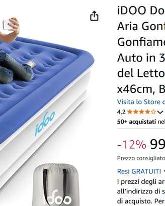 Letto ad aria Pompa integrata 152x203 NUOVO
