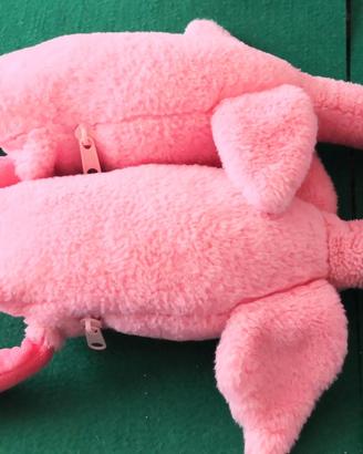 2 fenicotteri rosa in volo, lunghezza cm 50