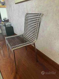 Sedie moderne in acciaio e corde nere