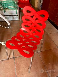 4 Sedie rosse in plastica di design moderno