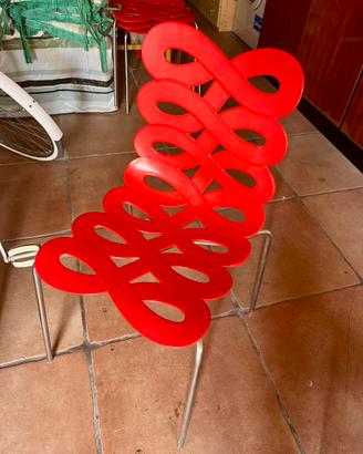 4 Sedie rosse in plastica di design moderno