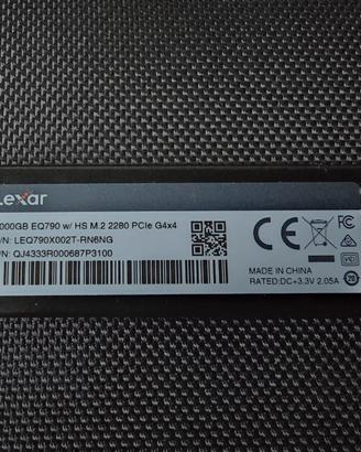 Ssd Lexar Eq790 2tb con dissipatore