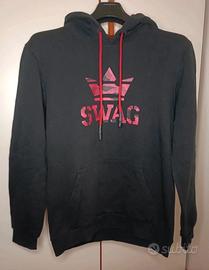 Felpa Nera con Cappuccio Swag Uomo Taglia L Cotone