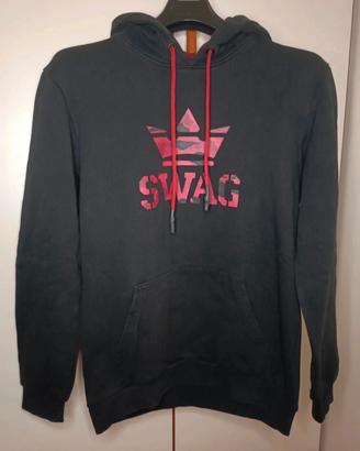 Felpa Nera con Cappuccio Swag Uomo Taglia L Cotone