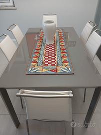 Tavolo 160x90 in cristallo allungabile e sei sedie