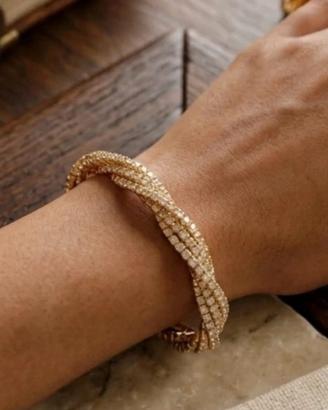 bracciale elastico a spirale dorato con strass