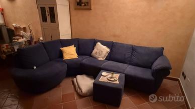 Divano angolare blu
