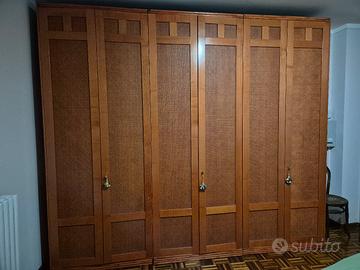 armadio 6 ante vimini legno