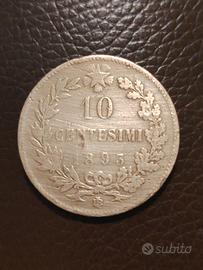 antica moneta da 10 centesima del 1893