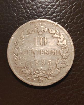 antica moneta da 10 centesima del 1893