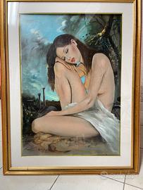 V. Di Giorgio Fabiani Olio su tela nudo di donna