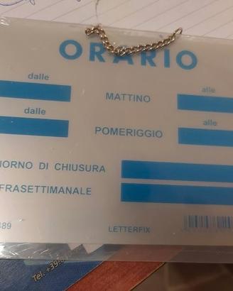 CARTELLO TARGA PVC ORARIO DI LAVORO NEGOZIO 12X15