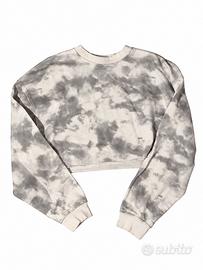 Felpa crop Bershka tie-dye grigia XS
