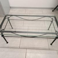 tavolino in vetro e ferro battuto 