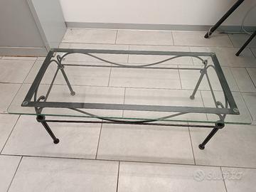 tavolino in vetro e ferro battuto 