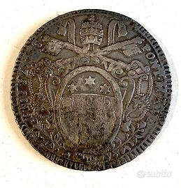 Antica moneta argento - Scudo Romano 1780 PIO VI