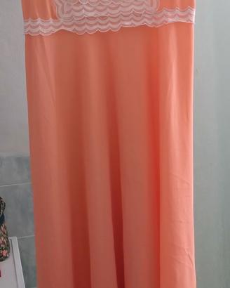 Abito lingerie lungo con pizzo vintage anni 70 mis