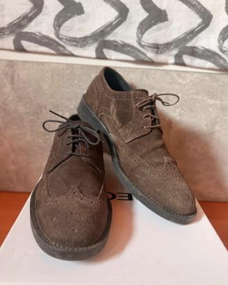 Scarpe stringate uomo Benetton in camoscio marrone