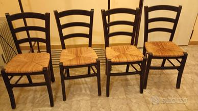 no. 6 sedie marca Croppo legno e paglia