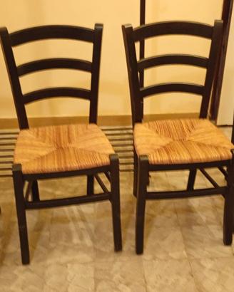 no. 6 sedie marca Croppo legno e paglia