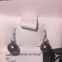 Orecchini oro bianco perla brillanti