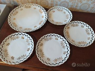 Piatto dolce e piattini in porcellana Bavaria