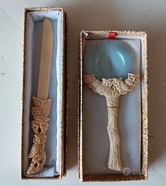 Antico Set da Cancelleria in Osso Scolpito 