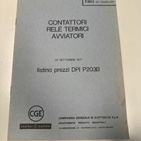 Listino prezzi CGE settembre 1971