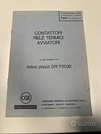 Listino prezzi CGE settembre 1971