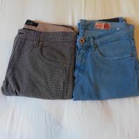 Set 2 Pantalone scacchi grigio nero jeans azzurro