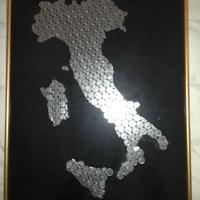 quadro Italia  riprodotta con monete da 100 lire
