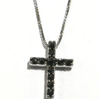 Croce Salvini in oro bianco e diamanti neri