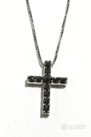 Croce Salvini in oro bianco e diamanti neri usato  Ravenna